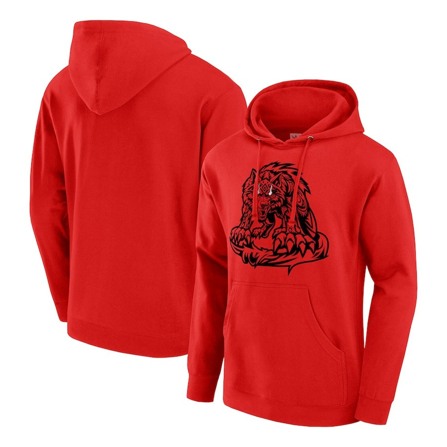 Jacob Fatu Hoodie Men's Red Jacob Fatu Tribal Wolf Pullover Hoodie Clothing Fan Merch-1