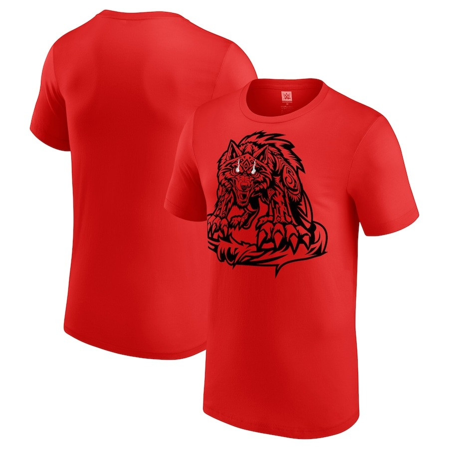 Jacob Fatu Shirt Men's Red Jacob Fatu Tribal Wolf T-Shirt Clothing Fan Merch Gifts-1