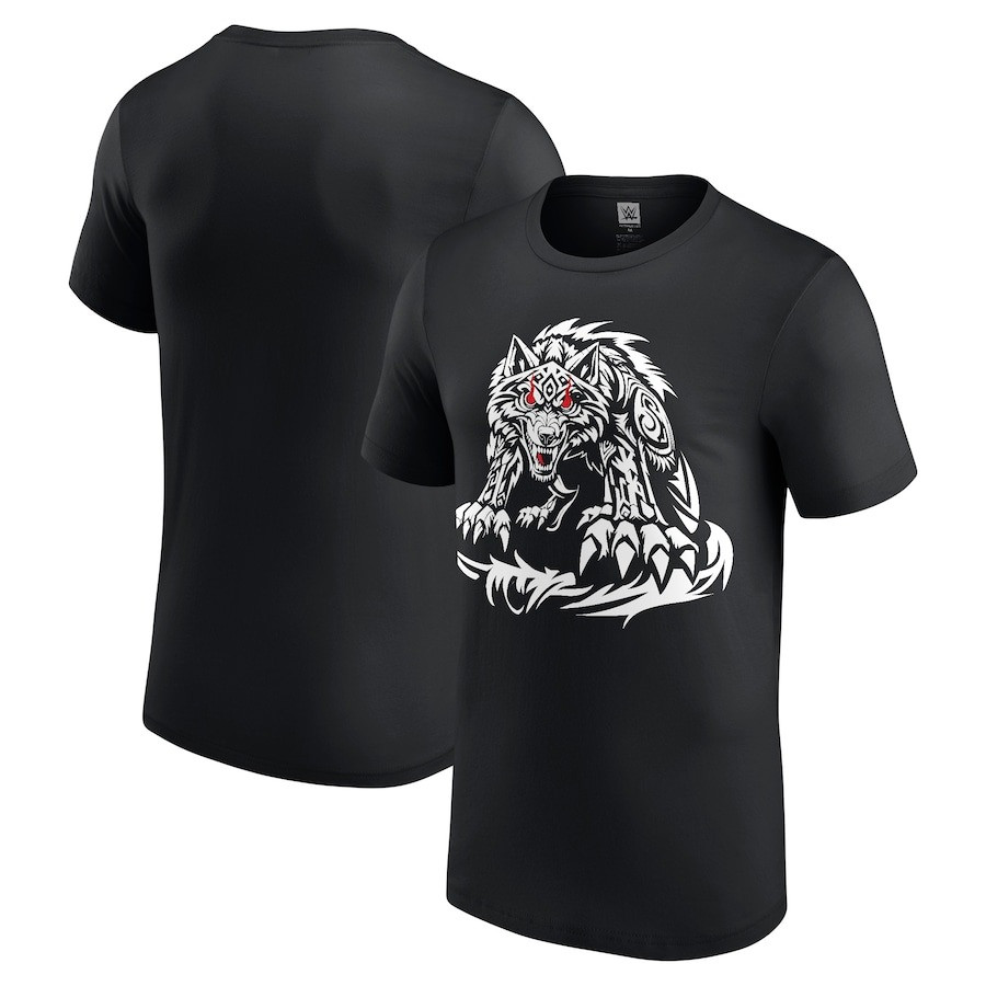 Jacob Fatu Shirt Wrestler WWE Men's Black Jacob Fatu Tribal Wolf Naitive Graphic Tee Shirts-1
