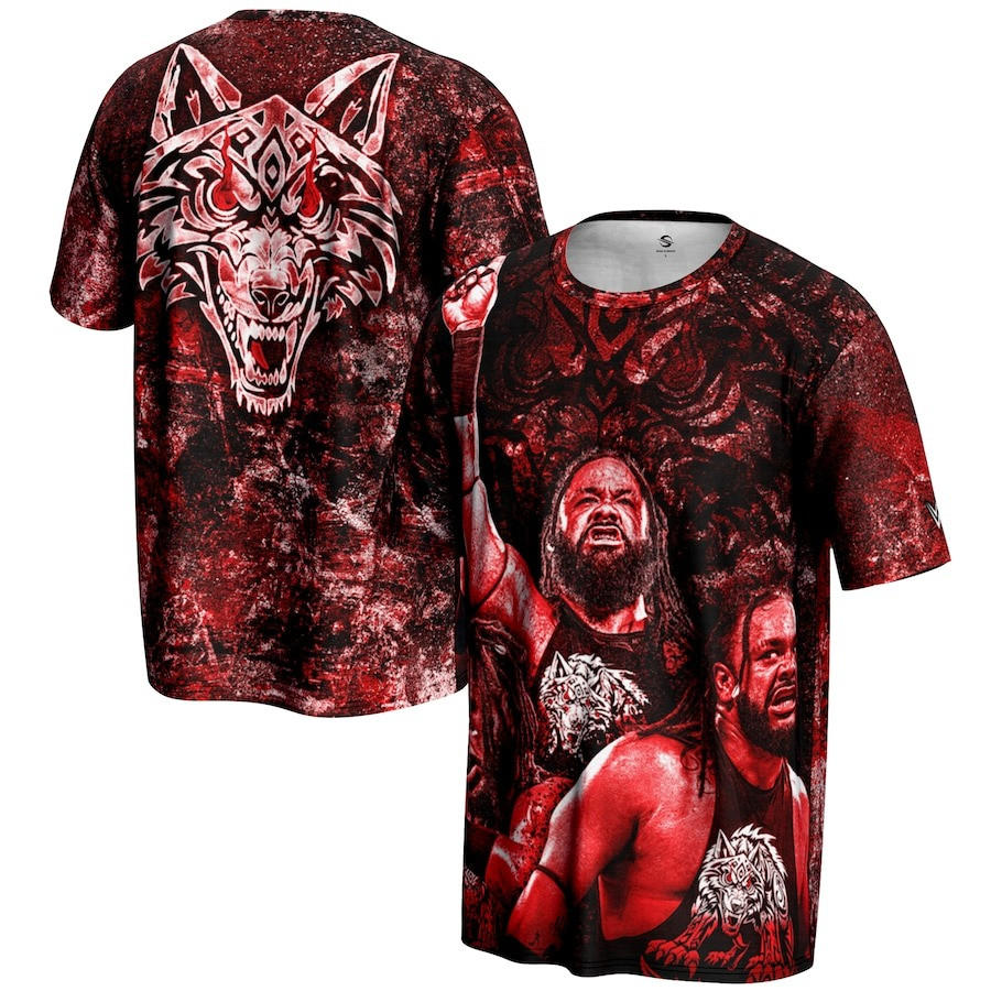Jacob Fatu T-Shirt Men's ProSphere Red Jacob Fatu Tribal Wolf Graphic Shirt Apparel-1