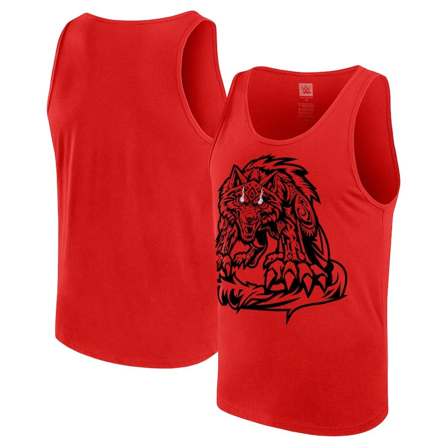 Jacob Fatu Tribal Wolf Men's Tank Top Red Jacob Fatu Merch Apparel Gifts For Fans-1