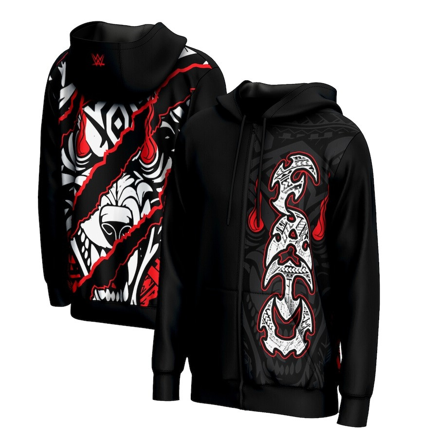 Jacob Fatu Zip Hoodie WWE ProSphere Black Jacob Fatu Claw Mark Tribal Native Apparel-1