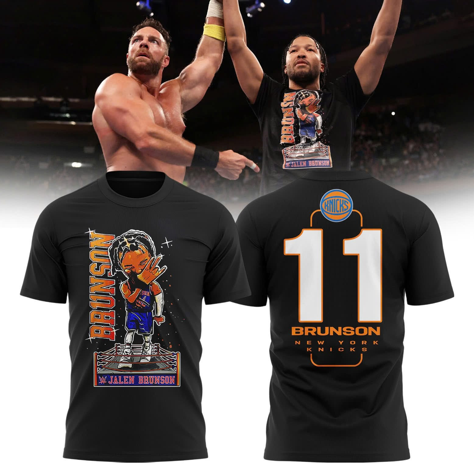 Jalen Brunson 2025 WWE x Knicks T-Shirt New York Knicks Merch Basketball Fan Gifts-1