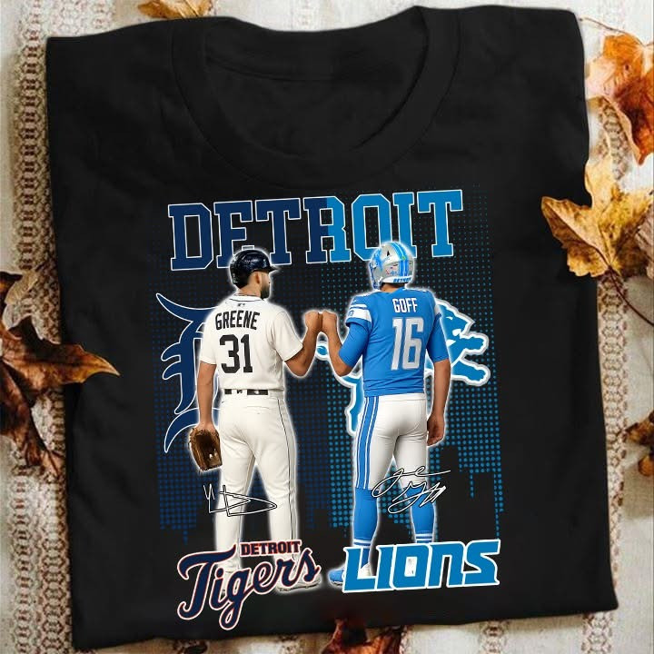 Jared Goff Riley Greene Detroit Unity Tigers x Lions T-Shirt Detroit Sport Team Fan Gifts-1