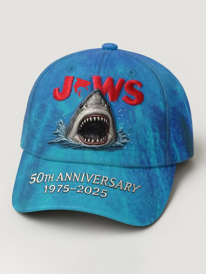 Jaws 50Th Anniversary 1975 2025 Kill Shark 3D Hat Print Unique Gifts For Jaws Fans Merch-1