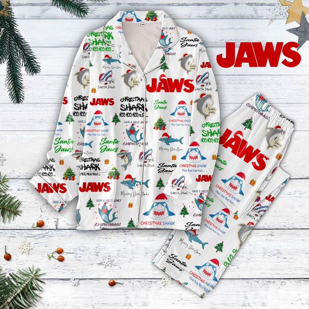 Jaws Christmas Pajamas Set Jaws Merch Christmas Present Ideas For Her-1