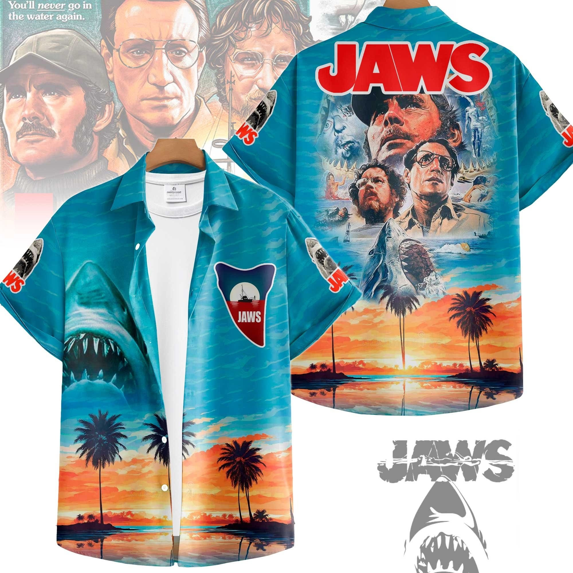 Jaws Hawaiian Shirt Movie Jaws Merchandise 1975 Apparel Themed Gifts For Fans-1