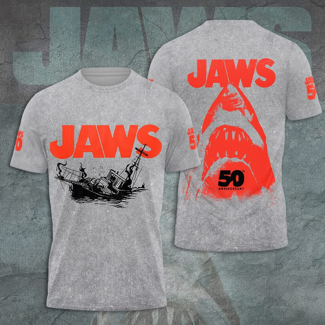 Jaws Killer Shark 50Th Anniversary 1975 2025 T-Shirt Movie Jaws Fan Merch Awesome Gifts-1 Jaws Killer Shark 50Th Anniversary 1975 2025 T-Shirt Movie Jaws Fan Merch Awesome Gifts-1