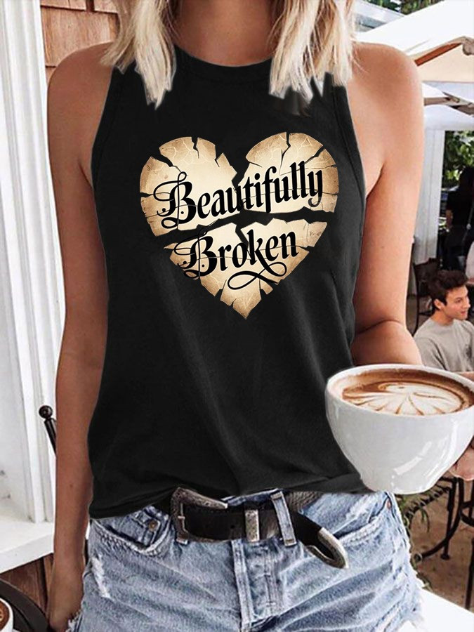 Jelly Roll Beautifully Broken Heart Women's Tank Top Jelly Roll Tour Merch Gifts For Fans-1