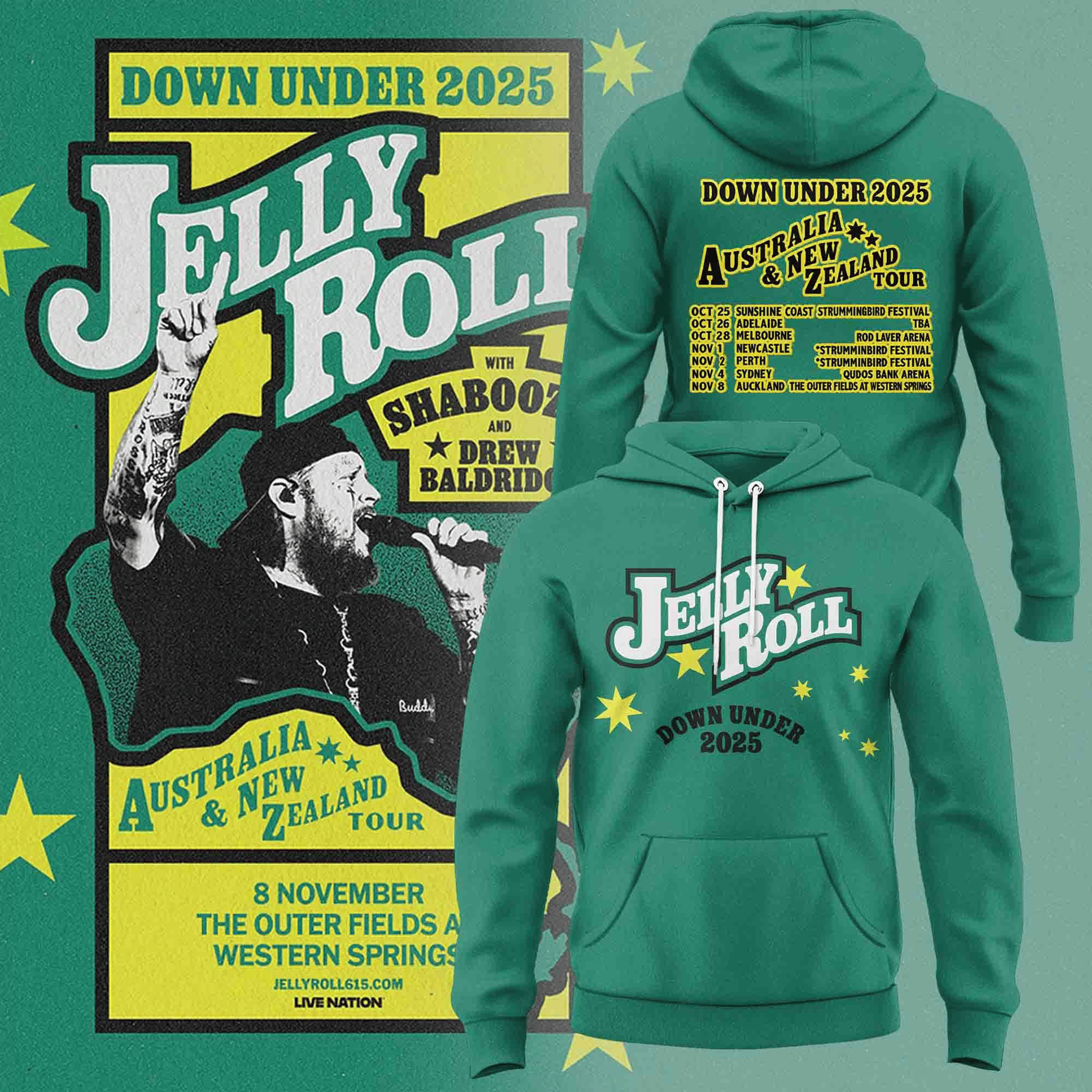 Jelly Roll Down Under 2025 Hoodie Australia New Zealand Tour Clothing Jelly Roll Lovers Gifts-1 Jelly Roll Down Under 2025 Hoodie Australia New Zealand Tour Clothing Jelly Roll Lovers Gifts-1