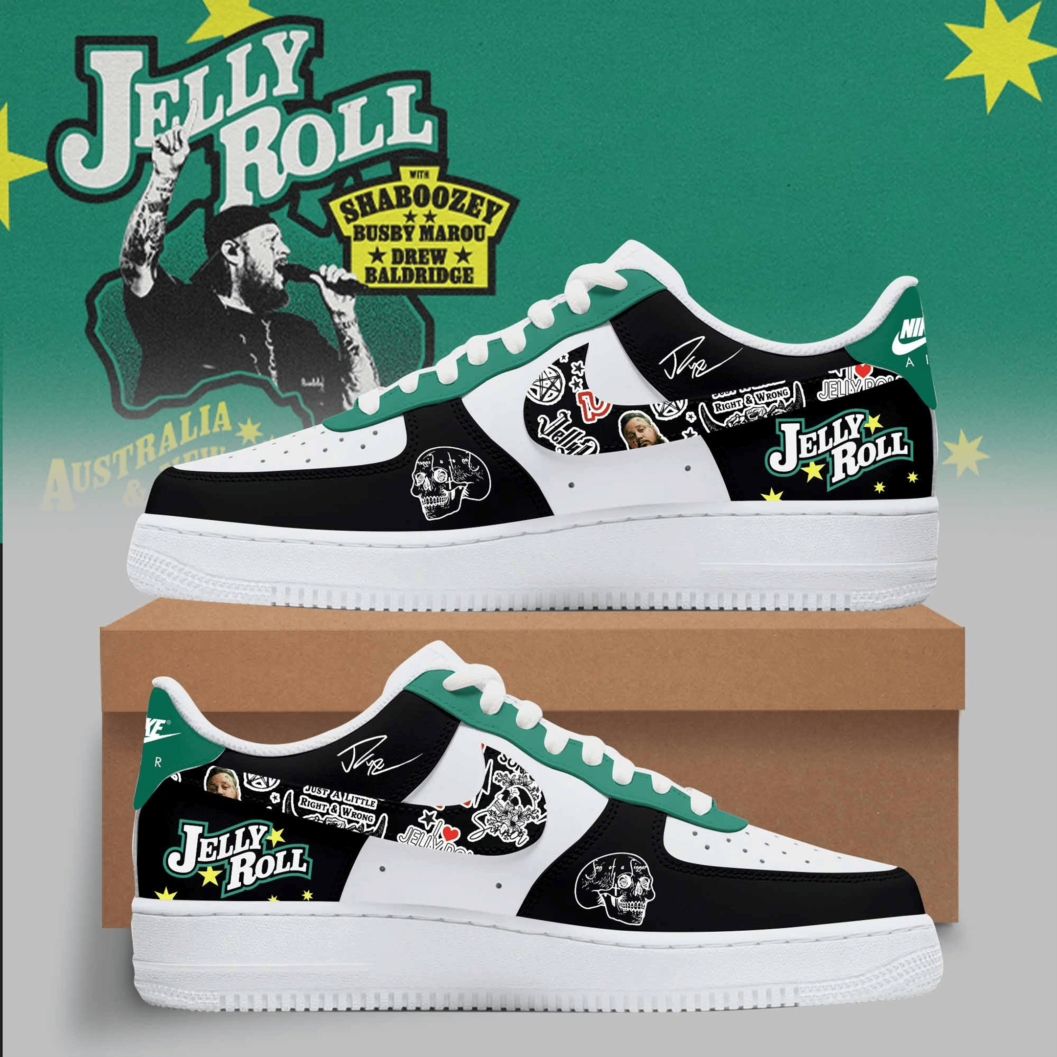 Jelly Roll Down Under 2025 Shoes Jelly Roll Concert Merch Concert Lovers Shoes Gifts For Him-1
