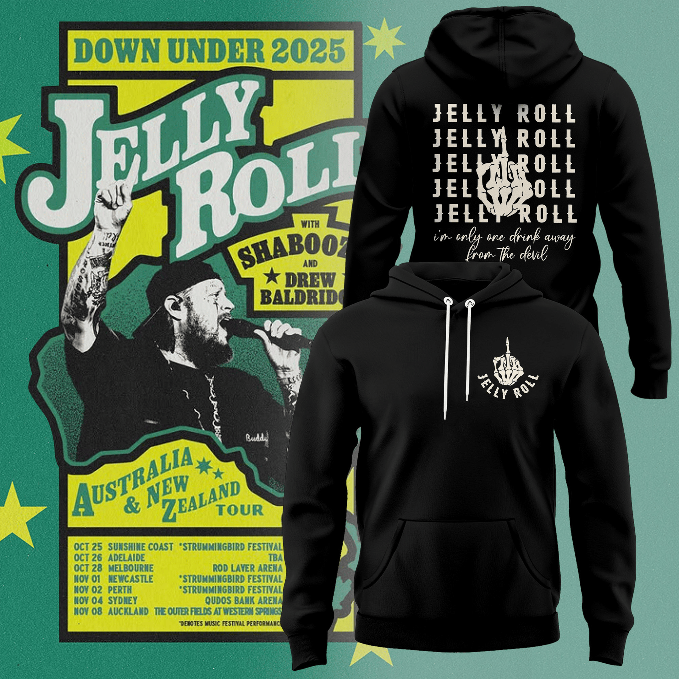 Jelly Roll The Down Under 2025 Hoodie Jelly Roll Concert Apparel Down Under Tour Gifts-1 Jelly Roll The Down Under 2025 Hoodie Jelly Roll Concert Apparel Down Under Tour Gifts-1