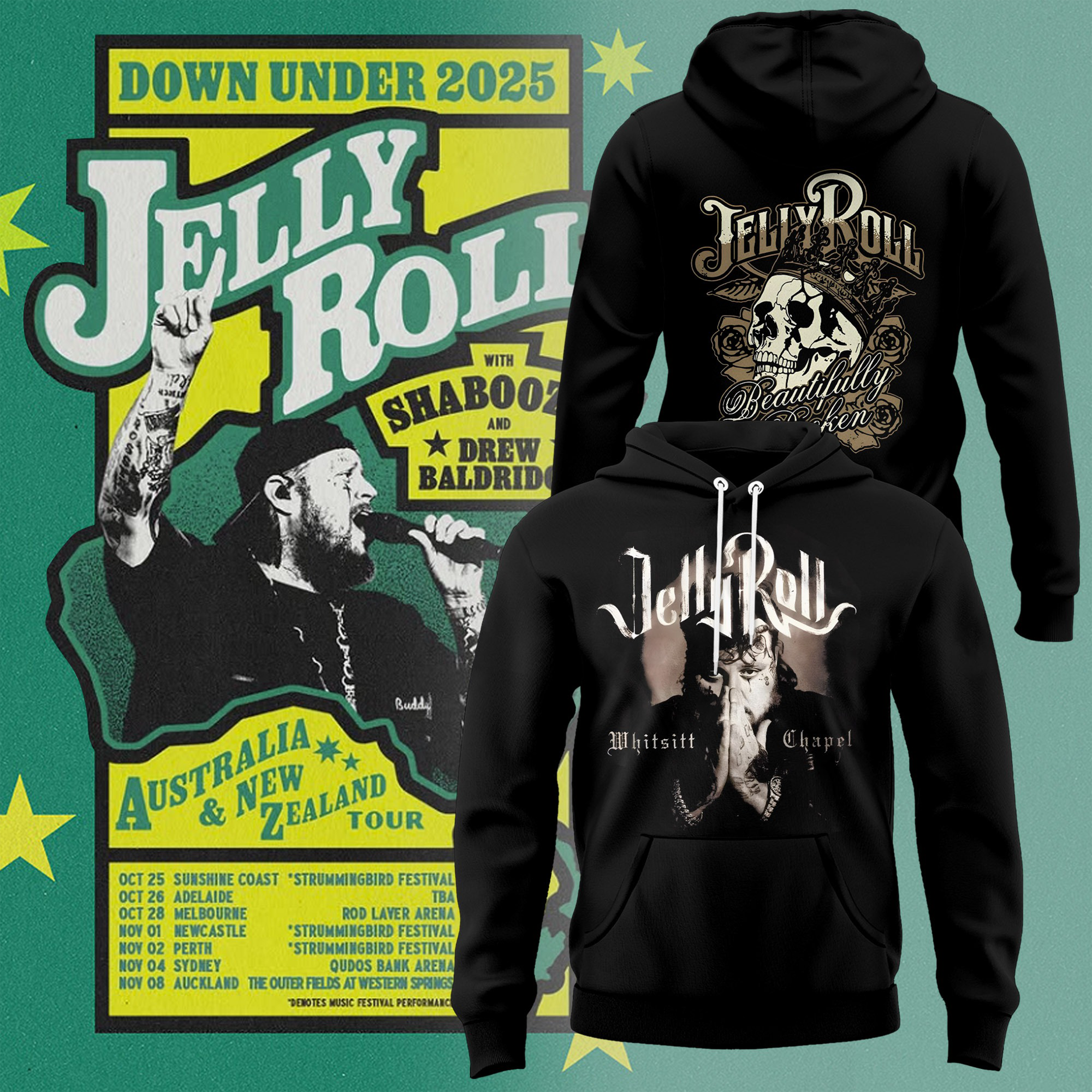 Jelly Roll Whitsitt Chapel Hoodie Beautifully Broken Hoodie Jelly Roll The Down Under 2025-1