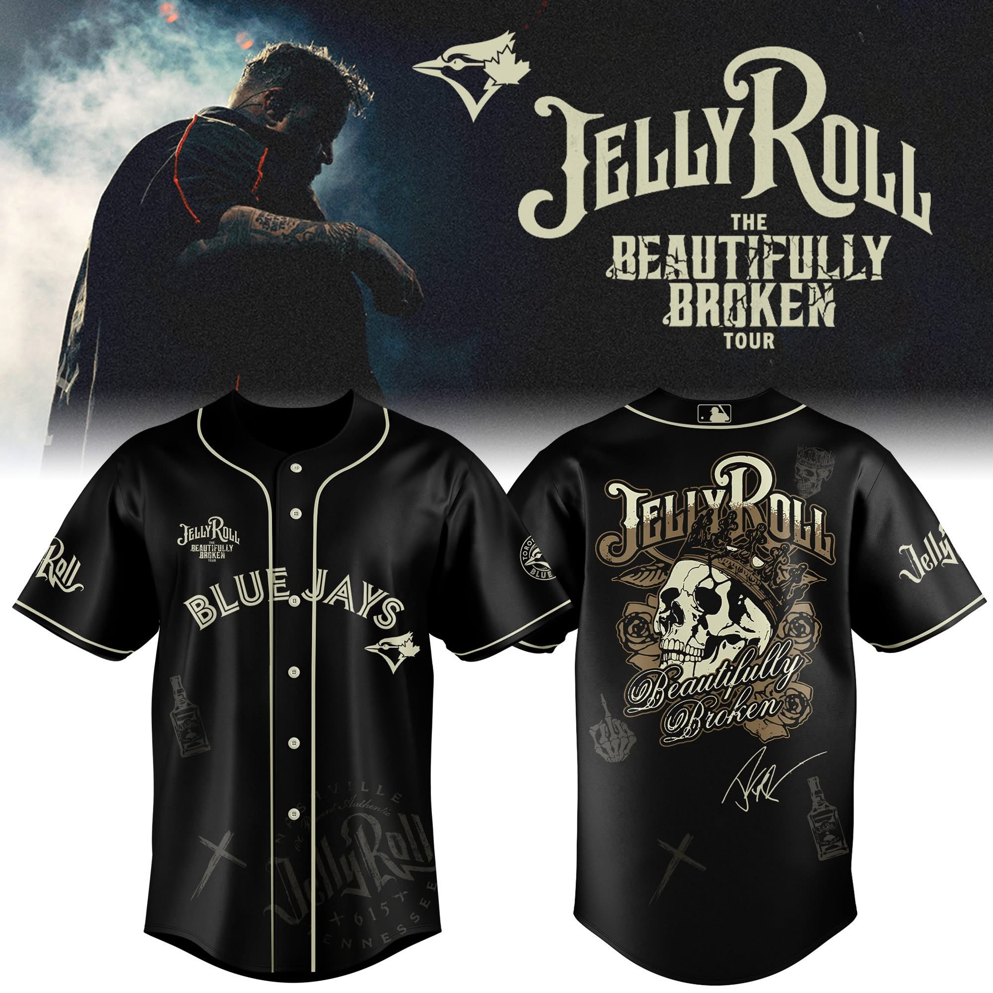 Jelly Roll X Toronto Blue Jays Jersey The Beautifully Broken Tour Merch Baseball Fan Gifts-1 Jelly Roll X Toronto Blue Jays Jersey The Beautifully Broken Tour Merch Baseball Fan Gifts-1