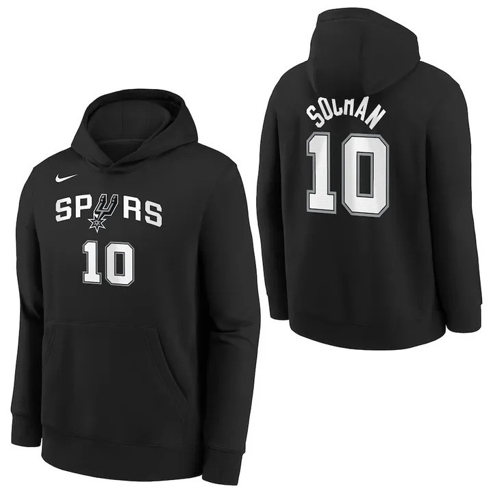 Jeremy Sochan Merch Hoodie San Antonio Spurs Nike Icon Name & Number Hoodie Fan Gifts-1