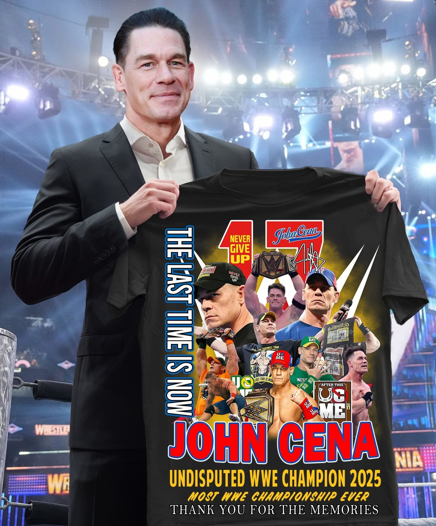 John Cena Shirt WWE Champion 2025 17Th WWE Championship Wrestlemania 41 Merch Fan Gifts-1