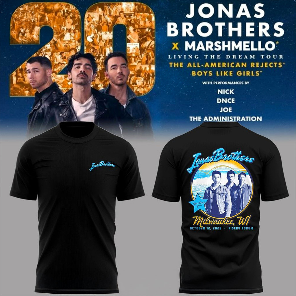 Jornas Brothers x Marshmello Greetings From Your Hometown x Milwaukee T-Shirt Brothers Merch-1