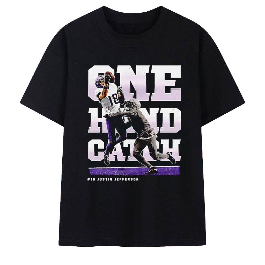 Justin Jefferson One Hand Catch Minnesota Vikings T-Shirt Christmas Presents For Football Fans-1