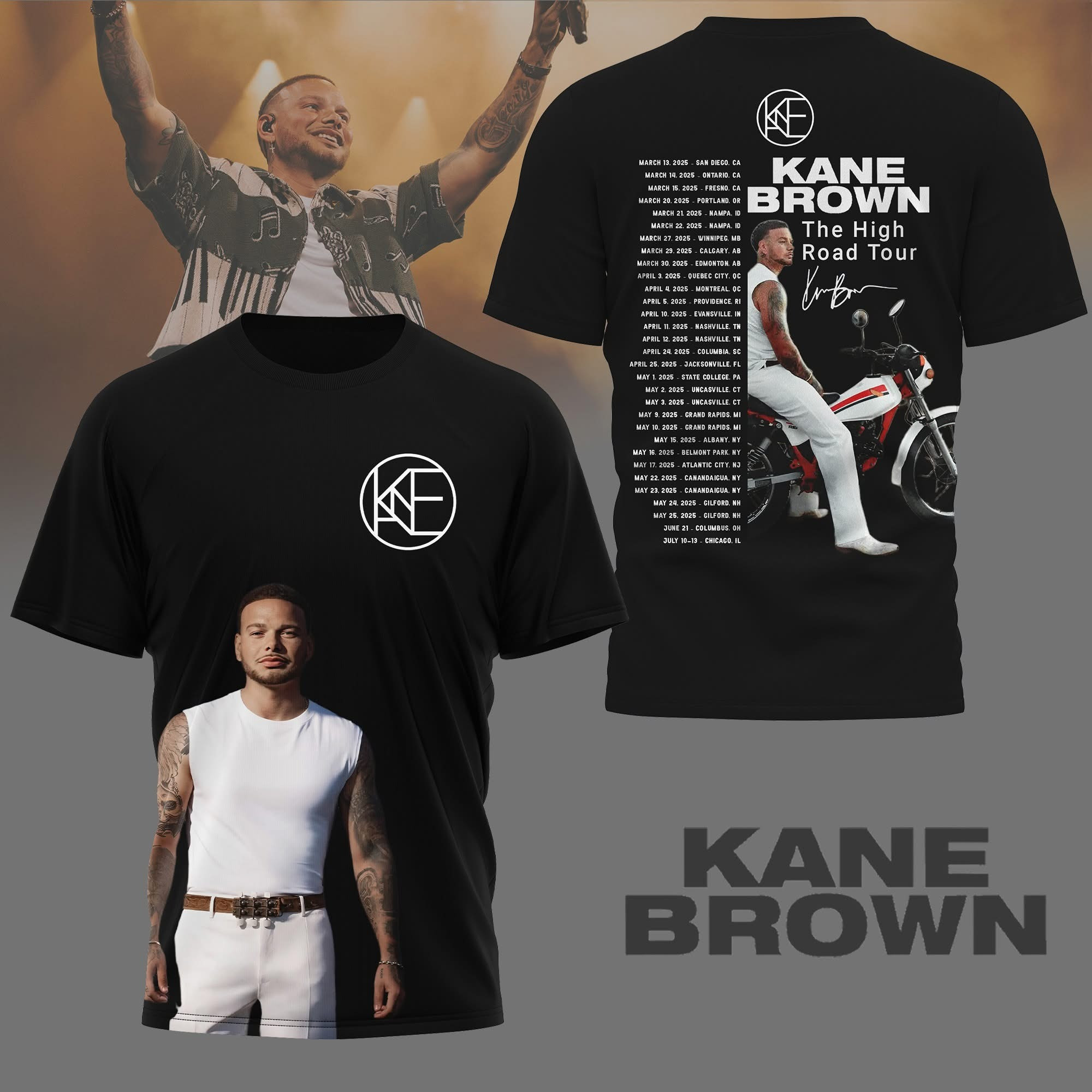 Kane Brown The High Road Tour T-Shirt 2025 Tour Merch Clothing Best Gifts For Fans-1