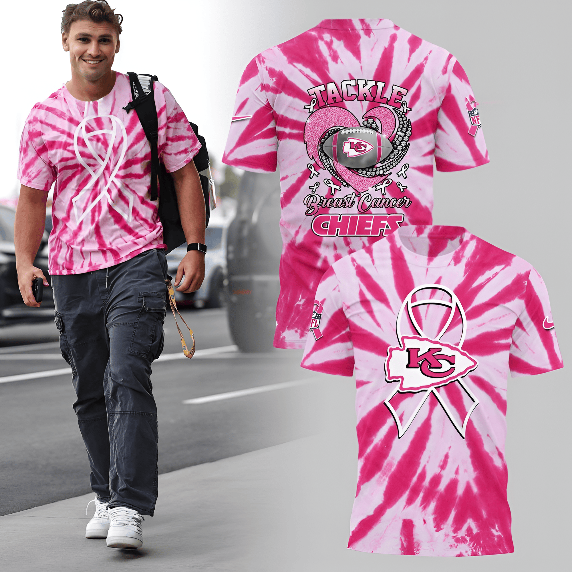 Kansas City Chiefs Breast Cancer T-Shirt KC Chiefs Tee Breast Cancer Awareness Gifts For Her-1