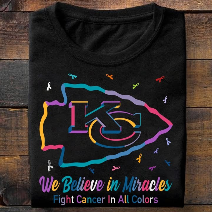 Kansas City Chiefs We Believe In Miracles Cancer T-Shirt Fight Cancer In All Colors-1
