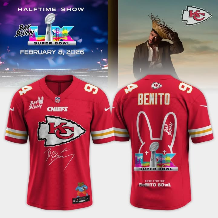 Kansas City Chiefs X Bad Bunny Super Bowl LX Jersey Chiefs Merch Football Fans Gifts-1