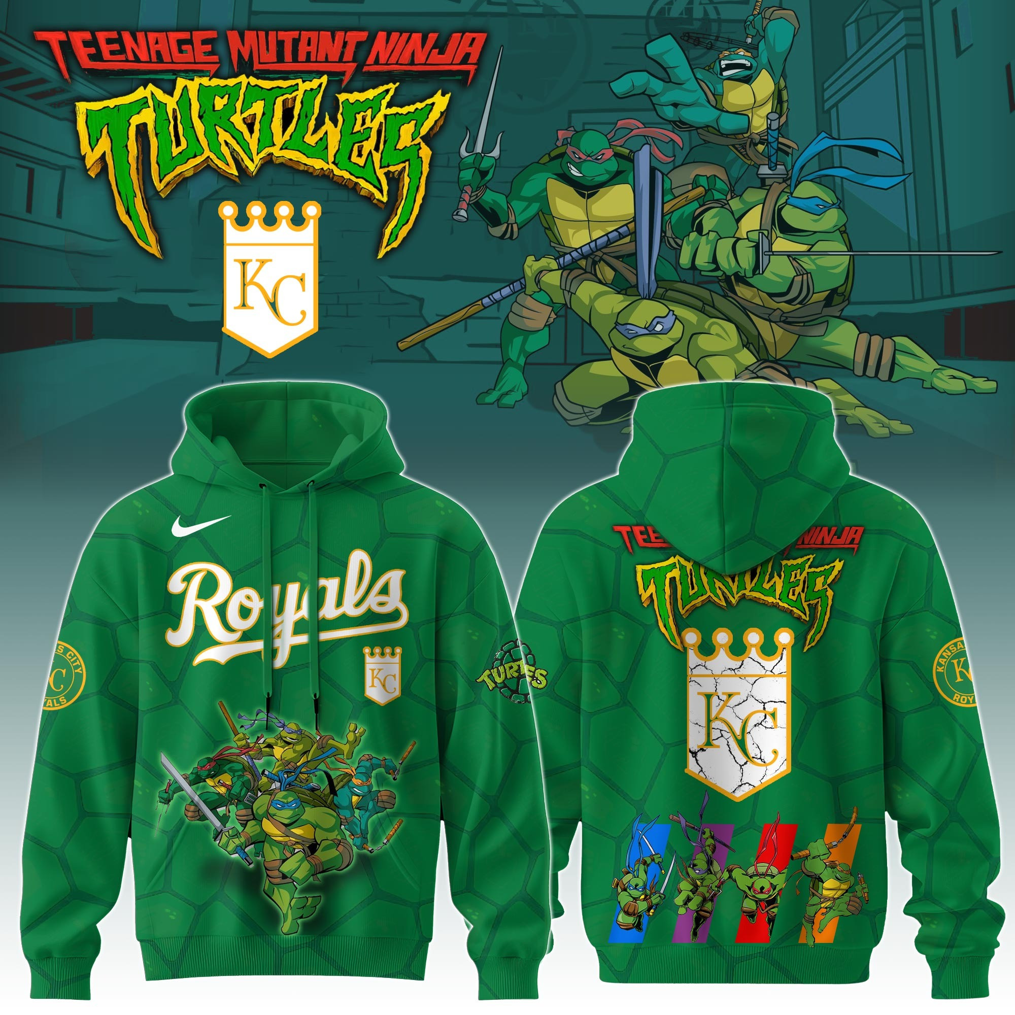 Kansas City Royals MLB X Ninja Turtles Hoodie Baseball Ninja Turtles Lovers Gifts For Fans-1