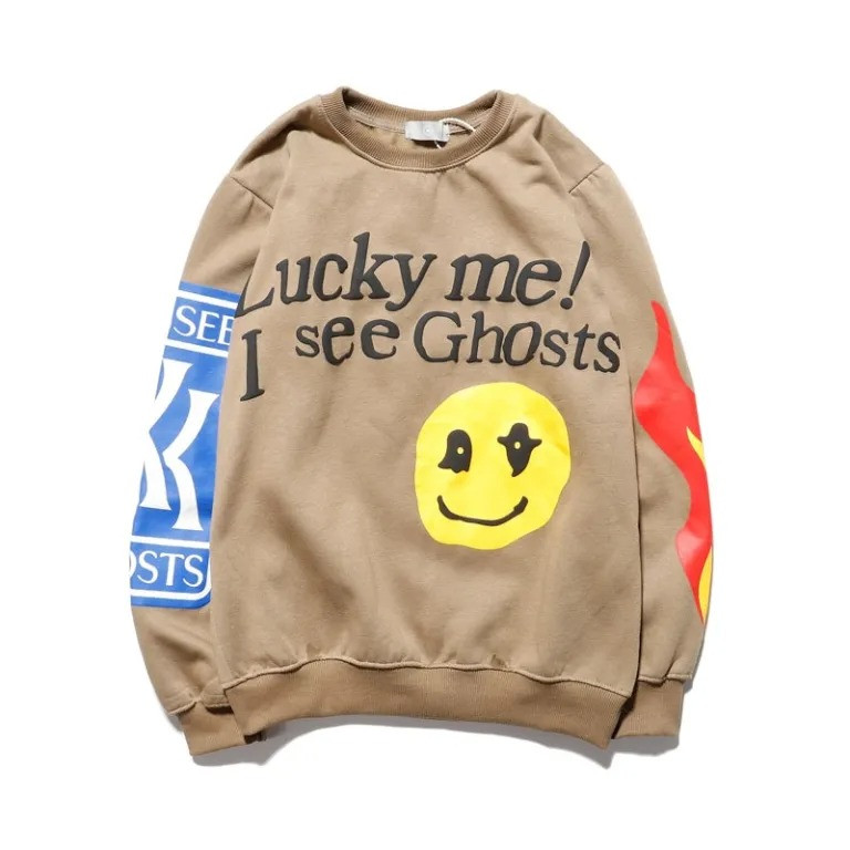 Kanye West Lucky Me I See Ghosts Sweatshirt Merch Brown I See Ghosts Crewneck Gifts-1
