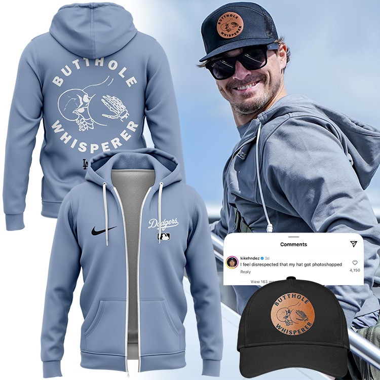 Kike Hernandez Hat And Zip Up Hoodie Viral Butthole Whisperer Funny Dodgers Fan Merch-1 Kike Hernandez Hat And Zip Up Hoodie Viral Butthole Whisperer Funny Dodgers Fan Merch-1