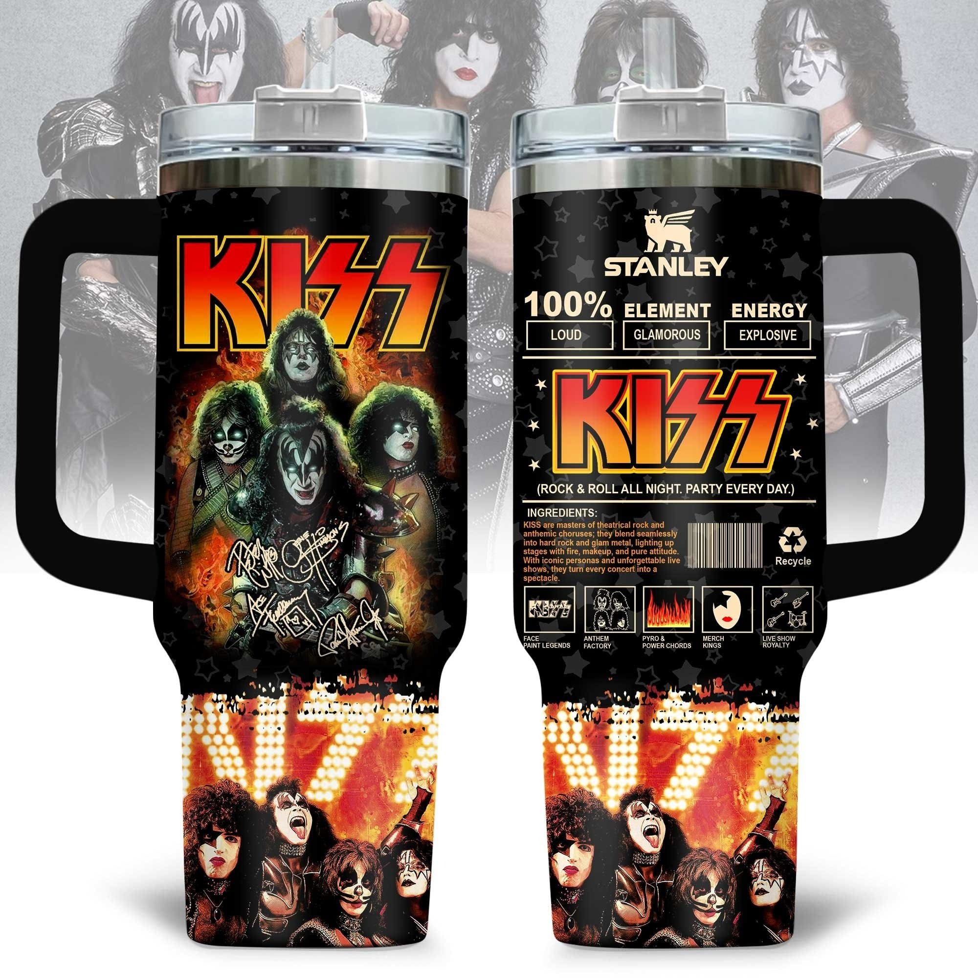 Kiss Rock And Roll All Time Stanley Tumbler Kiss Band Merchandise Gifts For Fans-1