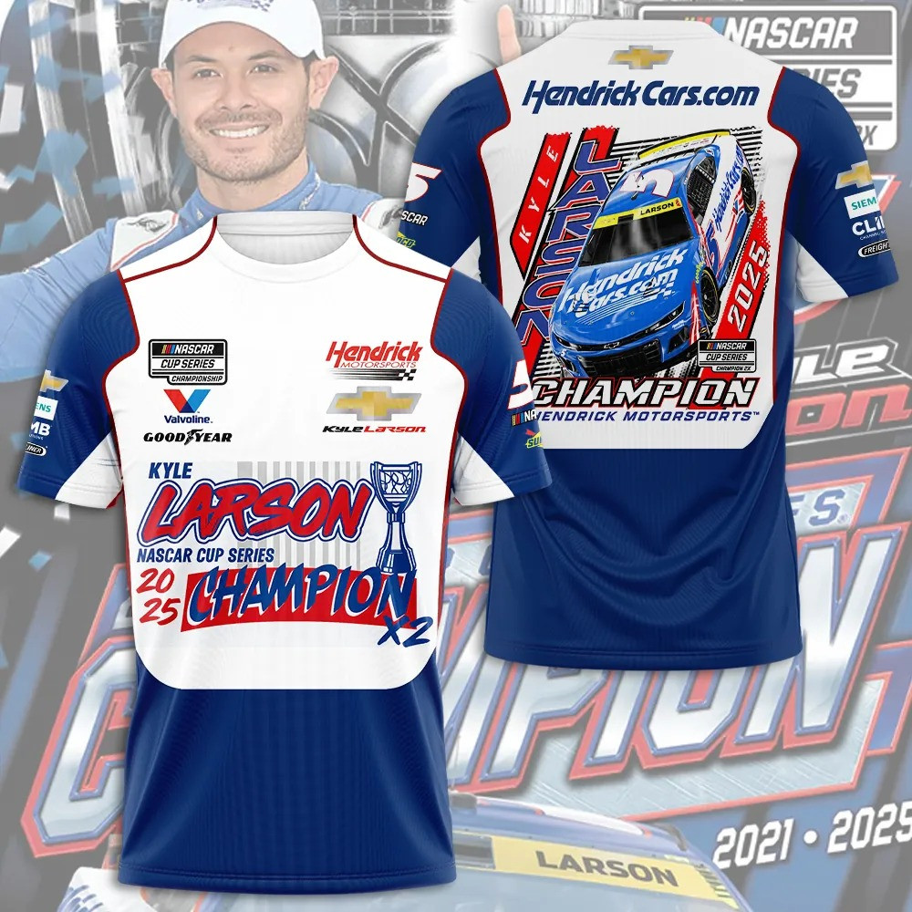 Kyle Larson 2025 Nascar Cup Series Champion T-Shirt Kyle Larson Merch Racing Lovers Gifts-1