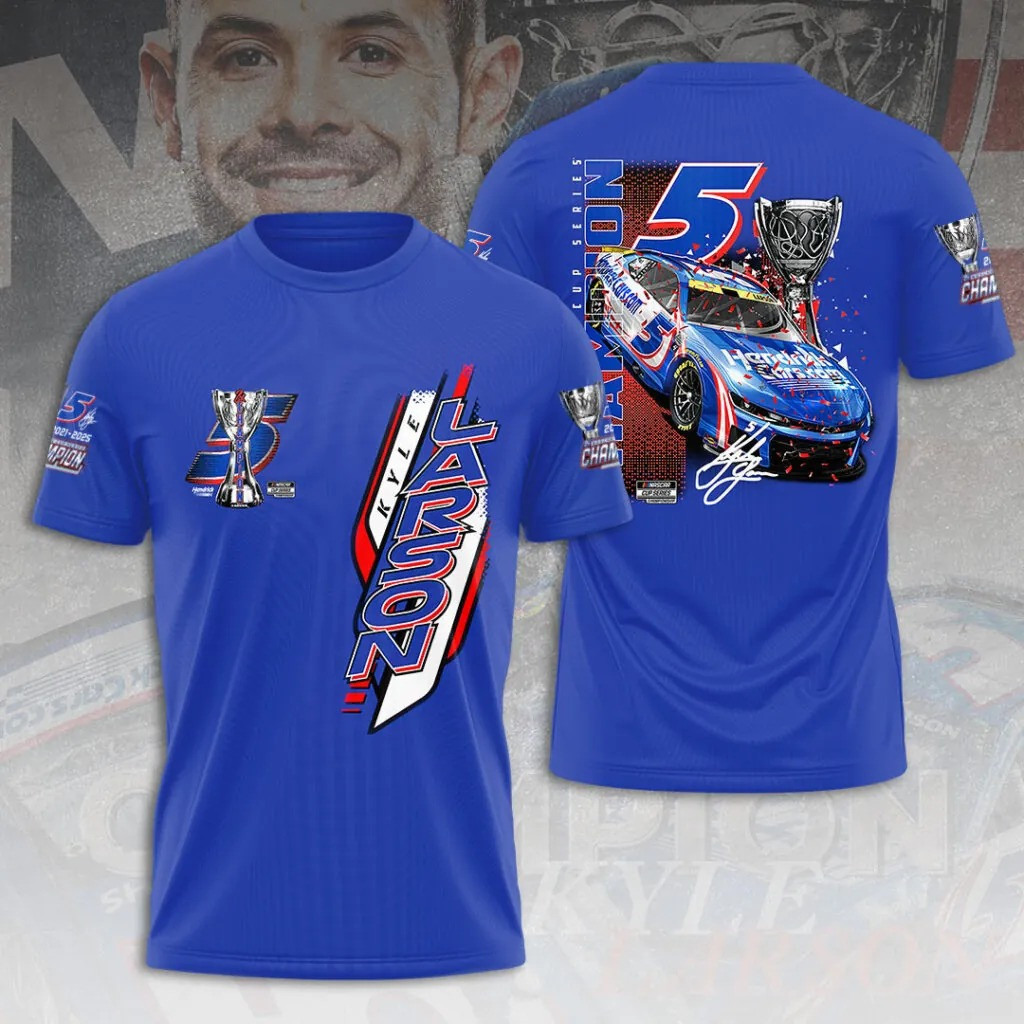 Kyle Larson 2025 Nascar Cup Series Champion T-Shirt Racing Lovers Gifts For Father-1
