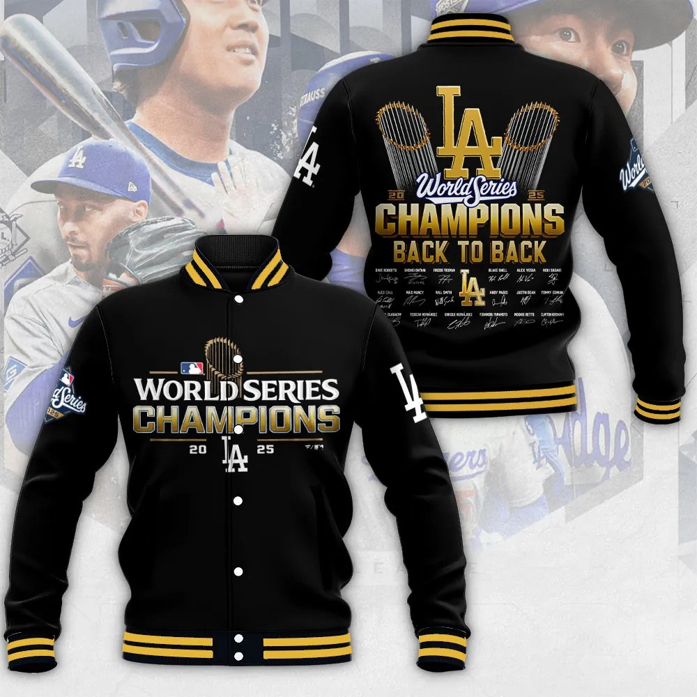 LA Dodgers 2025 World Series Champions Bomber Jacket Back To Back Baseball Clothing Gifts-1 LA Dodgers 2025 World Series Champions Bomber Jacket Back To Back Baseball Clothing Gifts-1