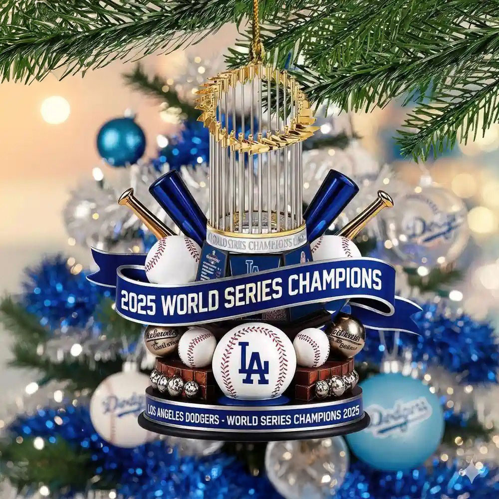 LA Dodgers 2025 World Series Champions Christmas Ornament Home Decor LA Dodgers Merch Fans Gift-1