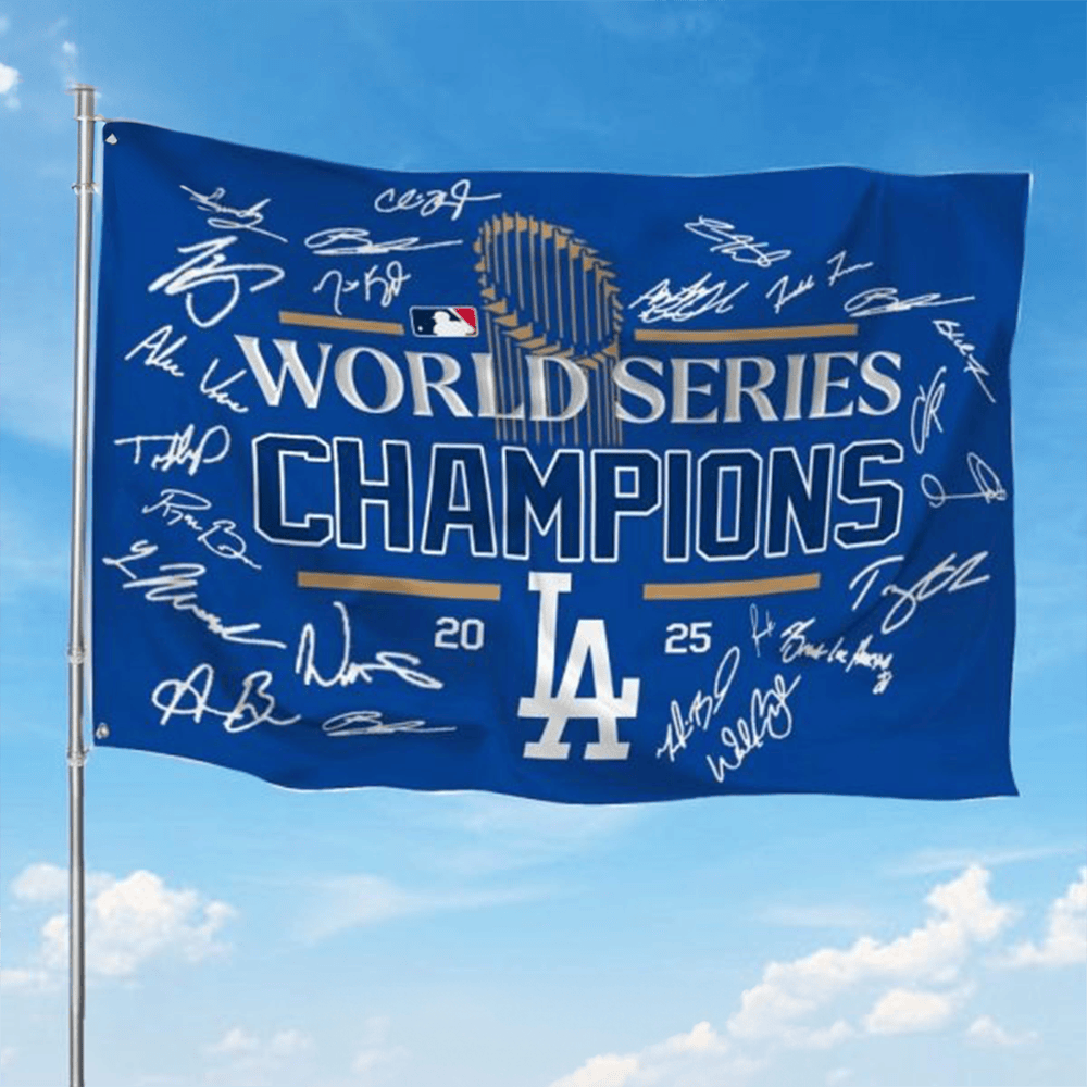 LA Dodgers 2025 World Series Champions Flag Dodgers Quarterback Signature Flag Gifts For Fans-1