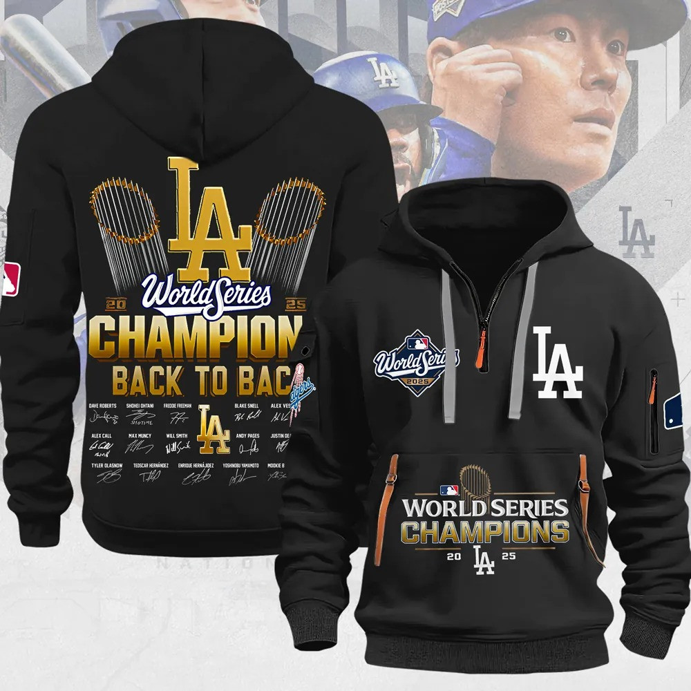 LA Dodgers 2025 World Series Champions Hoodie Champions Back To Back Signature Merch Presents-1