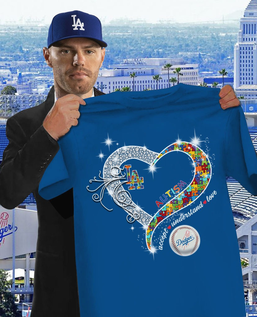 LA Dodgers Autism Awareness T-Shirt Accept Understand Support Autism Month Apparel-1