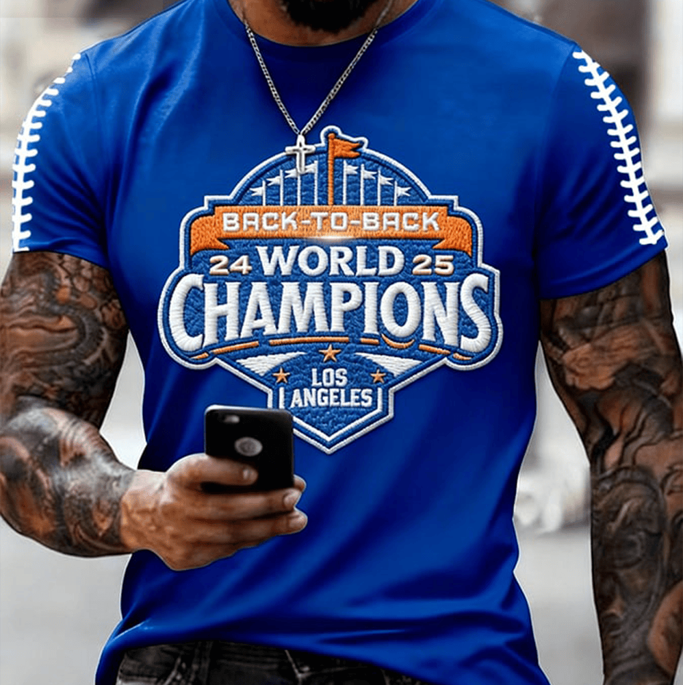 LA Dodgers Back 2 Back Champions T-Shirt World Champions La Dodgers Merch Gifts For Dad-1