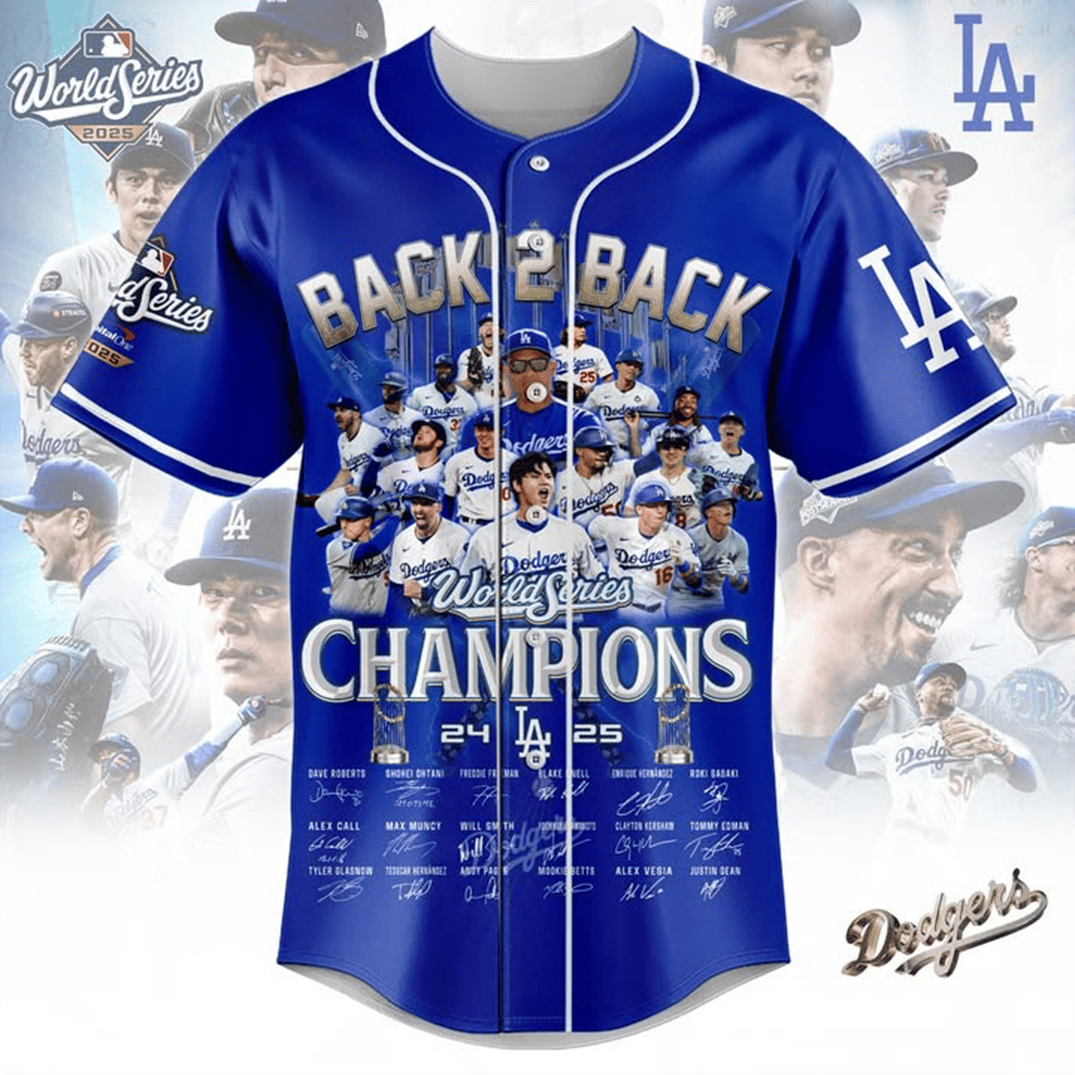 LA Dodgers Back To Back Baseball Jersey 2025 World Series Clothing LA Dodgers Lovers Gifts-1