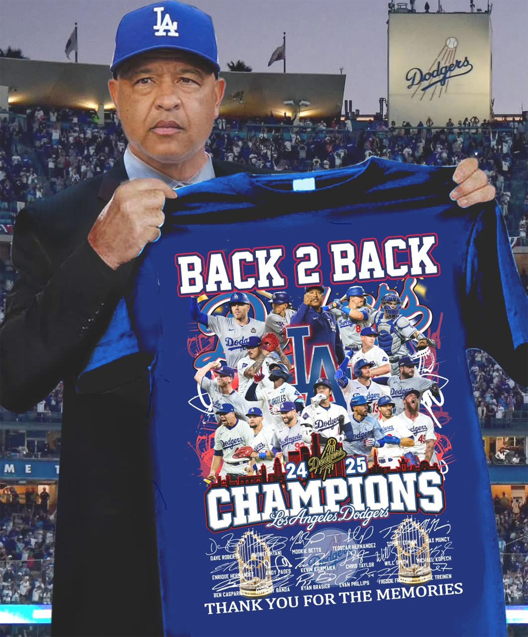 LA Dodgers Back To Back Champions 24 25 T-Shirt Dodgers Champions World Series 2025 Gifts-1