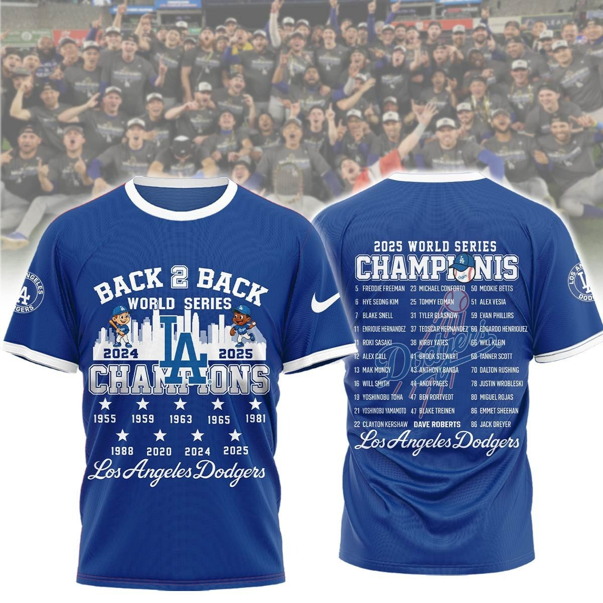 LA Dodgers Back To Back World Series Champions 2025 Shirt Dodgers Merch Clothing Fan Gear-1