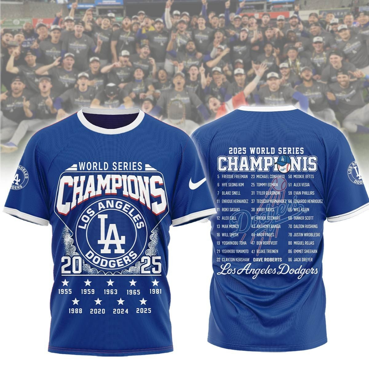 LA Dodgers Back To Back World Series Champions 2025 Shirt Dodgers Merch Gifts For Men-1