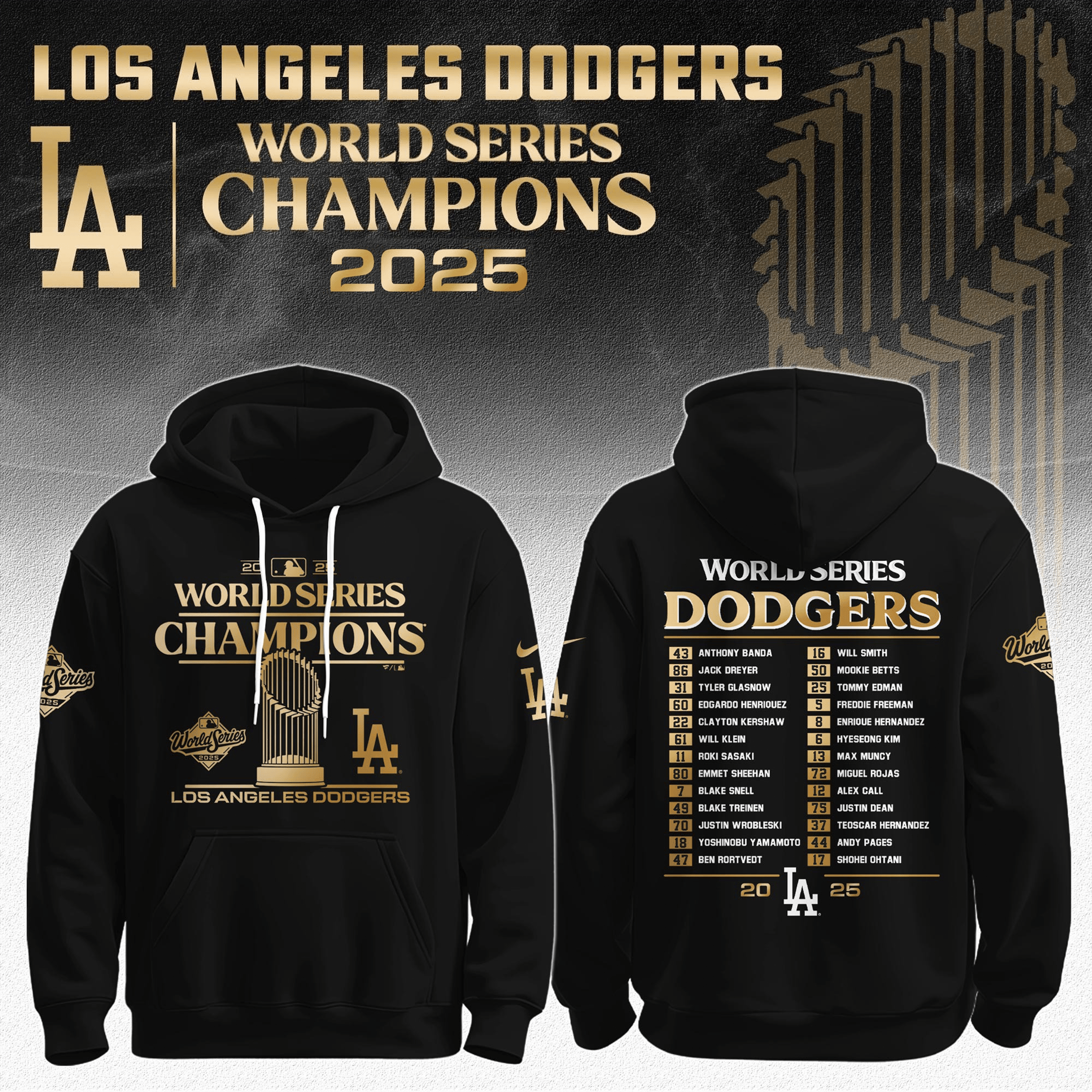 LA Dodgers Champions World Series 2025 Hoodie Back To Back LA Dodgers Merch Fans Gifts-1