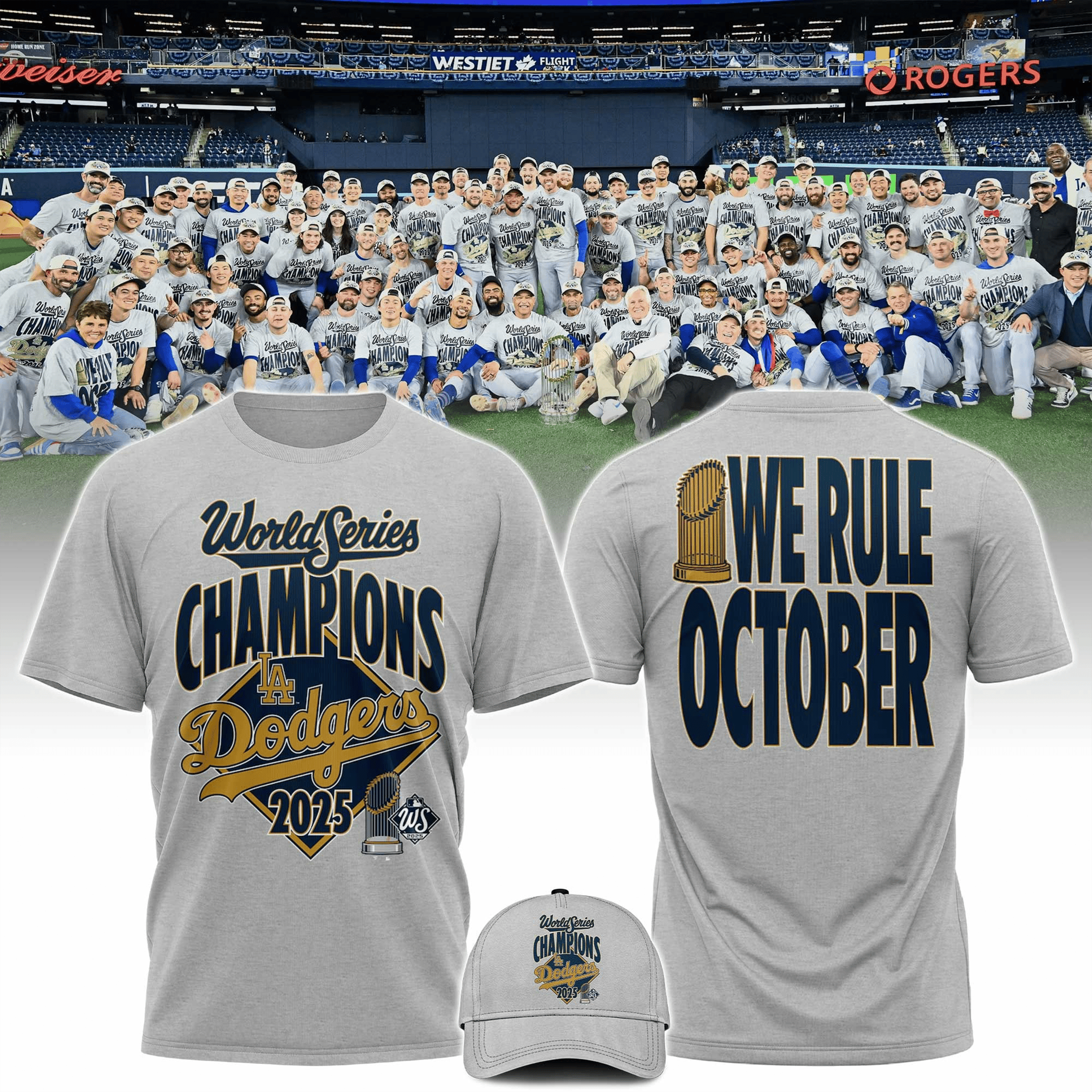 LA Dodgers Champions World Series 2025 T-Shirt We Rule October Tee LA Dodgers Lovers Gifts-1