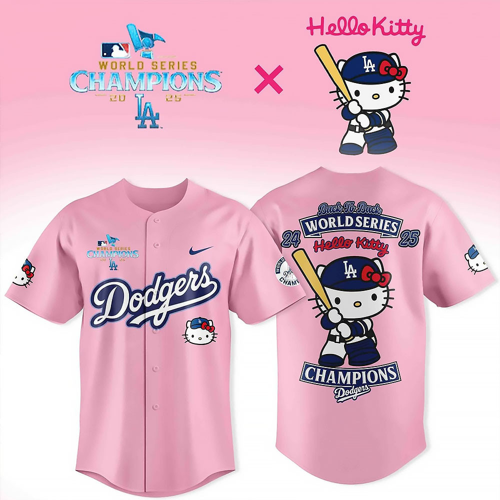 LA Dodgers Hello Kitty Jersey 2025 Back To Back World Series Champions Jersey Baseball Gifts-1 LA Dodgers Hello Kitty Jersey 2025 Back To Back World Series Champions Jersey Baseball Gifts-1