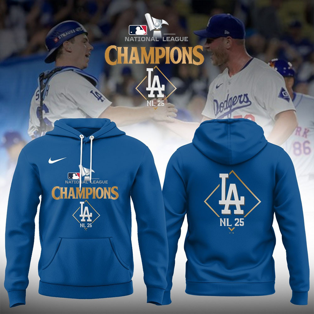 LA Dodgers Hoodie 2025 National League Champions Apparel Dodgers Merch Gifts For Baseball Fans-1