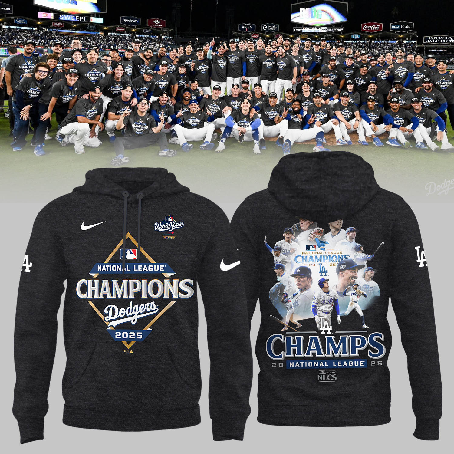 LA Dodgers National League Champions 2025 Hoodie Division Champs 2025 Dodger Gifts-1
