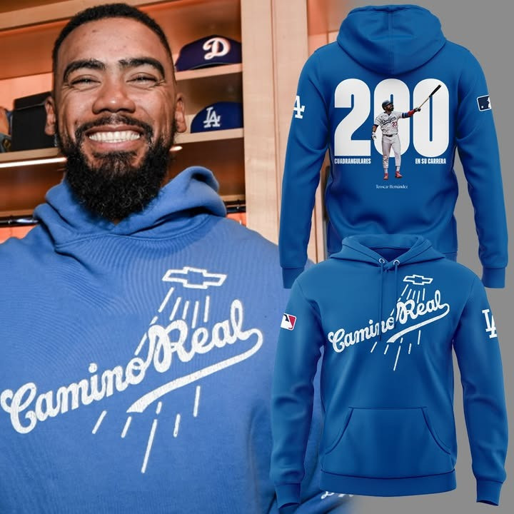 LA Dodgers Teoscar Hernandez Camino Real Hoodie Blue Dodgers Merch Baseball Fan Gifts-1