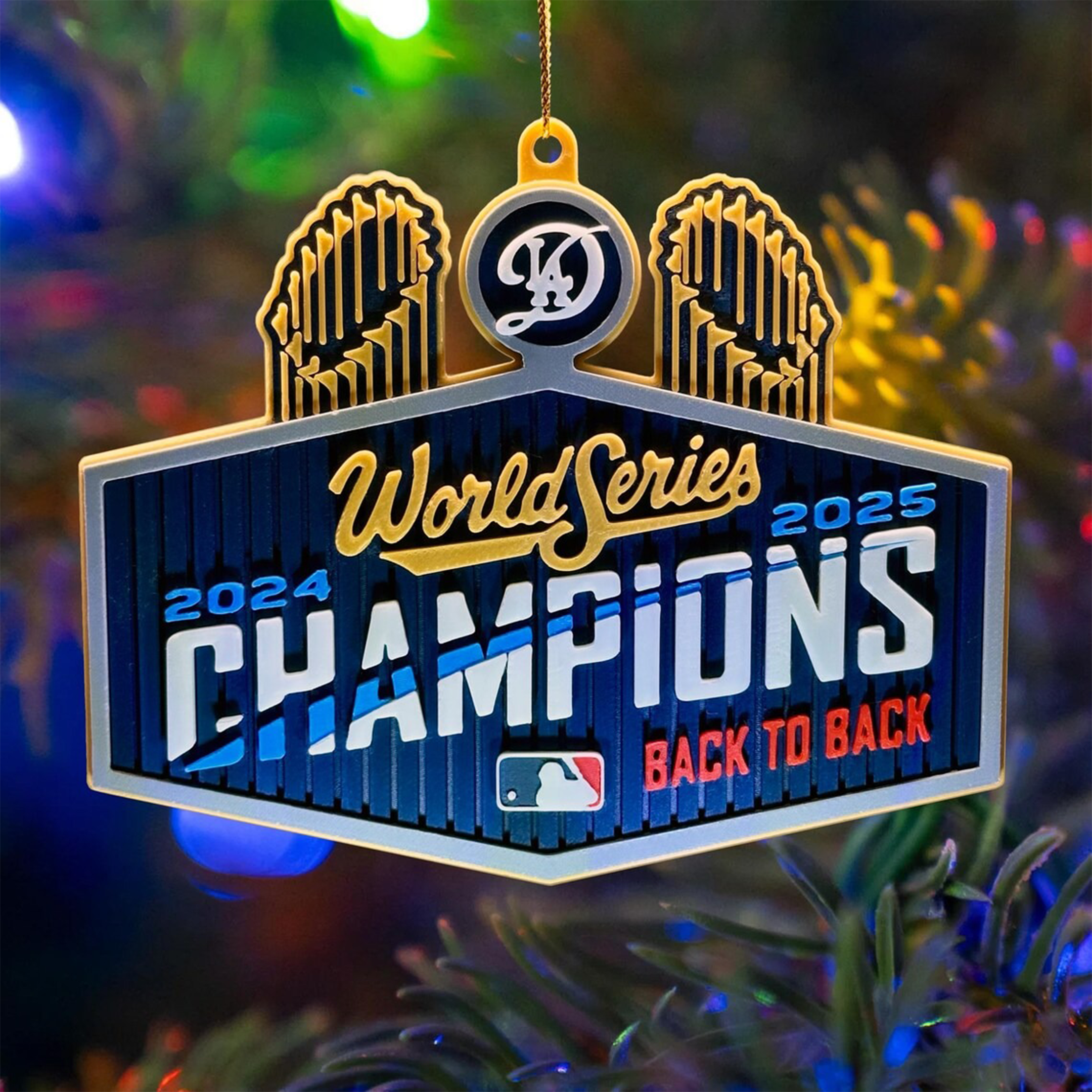 LA Dodgers World Champions Christmas Ornament Back To Back Xmas Decor Football Lovers Gifts-1