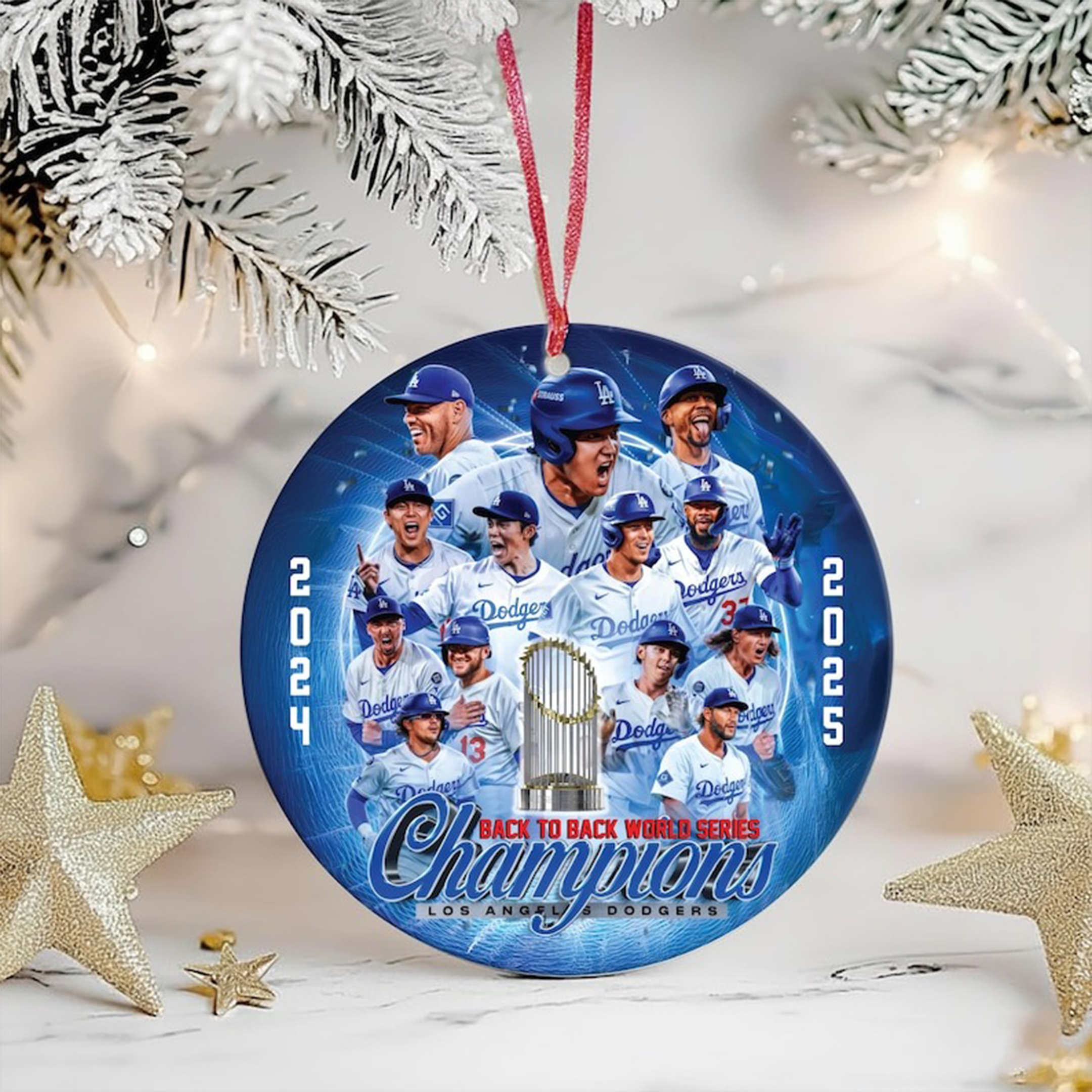 LA Dodgers World Series Champ 2025 Christmas Ornament Winter Decor Tree Hanging LA Dodgers Gift-1